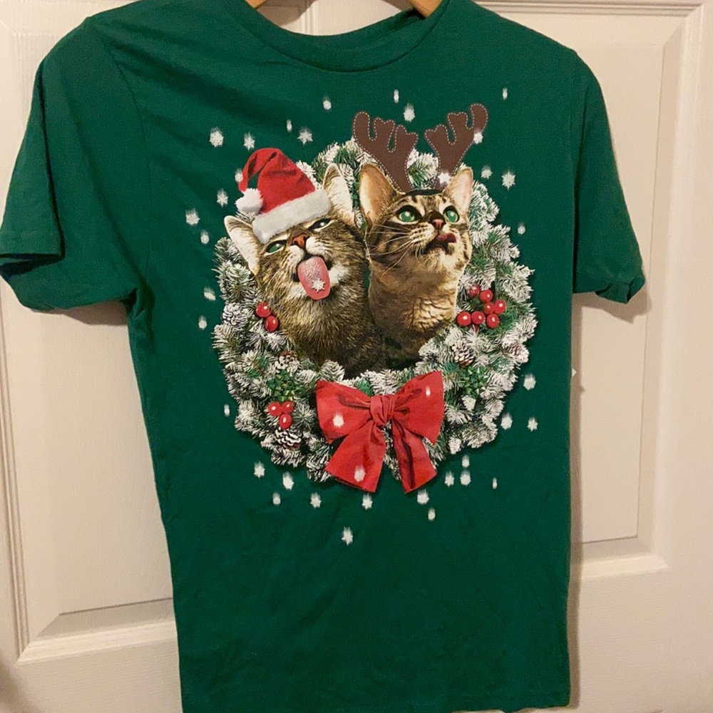 Set of TWO matching Couple Cat shirts: Small & XL